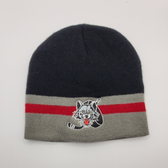 Chicago Wolves Minor League Hockey Winter Hat Beanie AHL Blues Affil Black NWOT - Picture 1 of 6